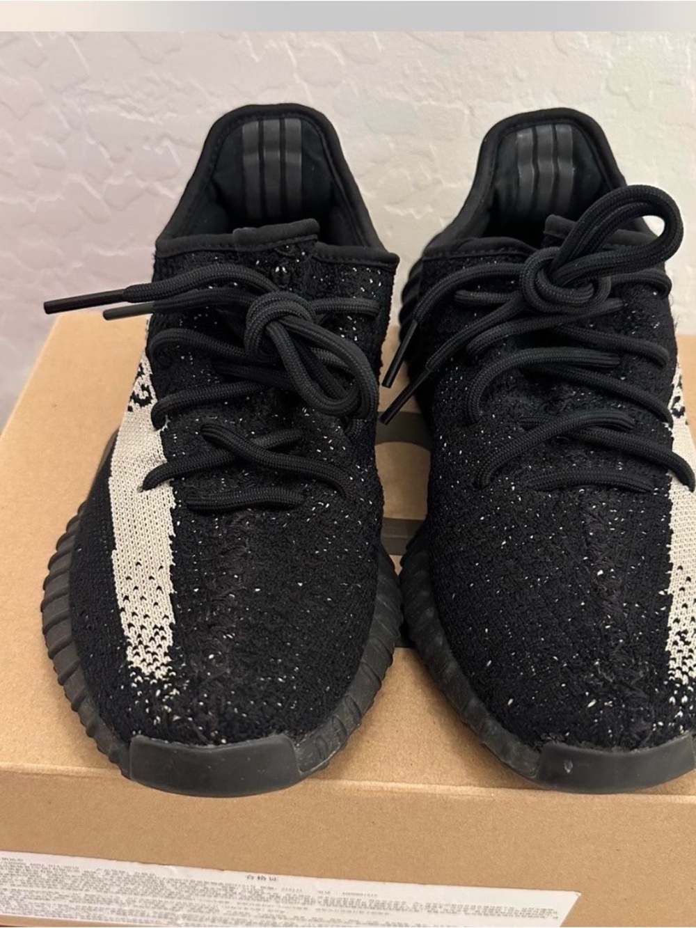 adidas Black Knit Sneakers with Cream Stripe